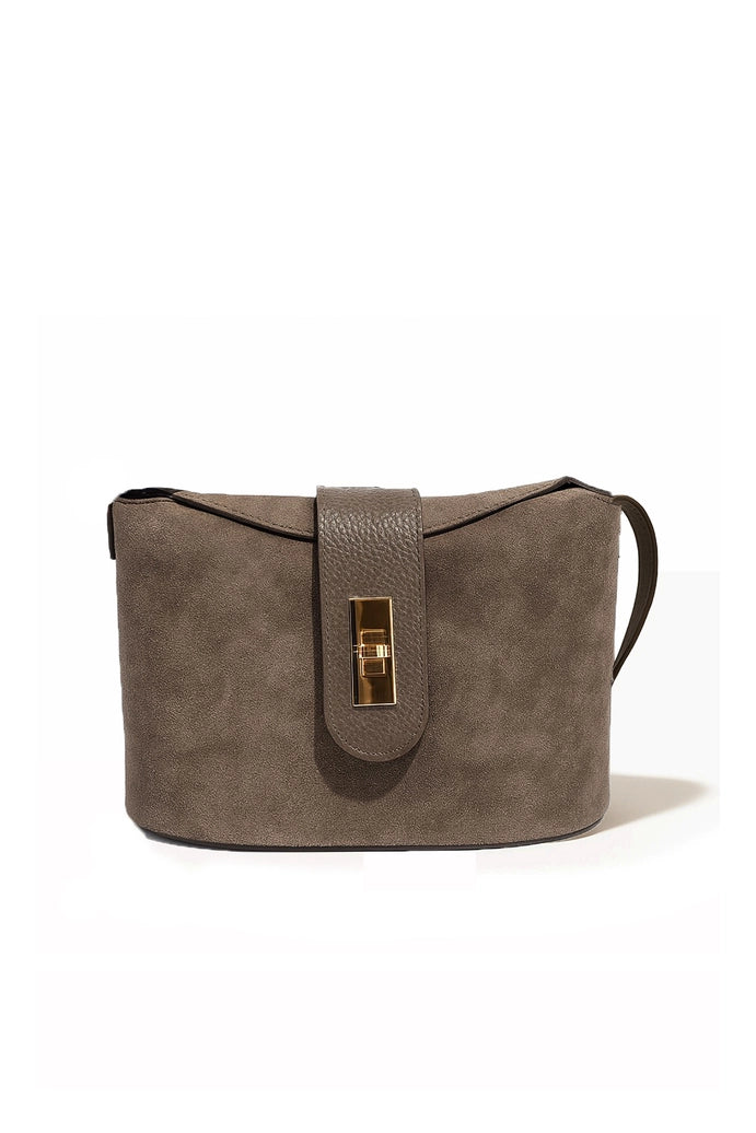 Bolso PRISCA SUÈDE de ante y piel grabada Cherry Paris