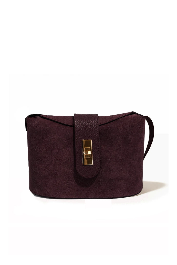 Bolso PRISCA SUÈDE de ante y piel grabada Cherry Paris