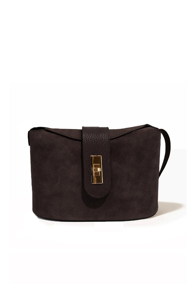 Bolso PRISCA SUÈDE de ante y piel grabada Cherry Paris