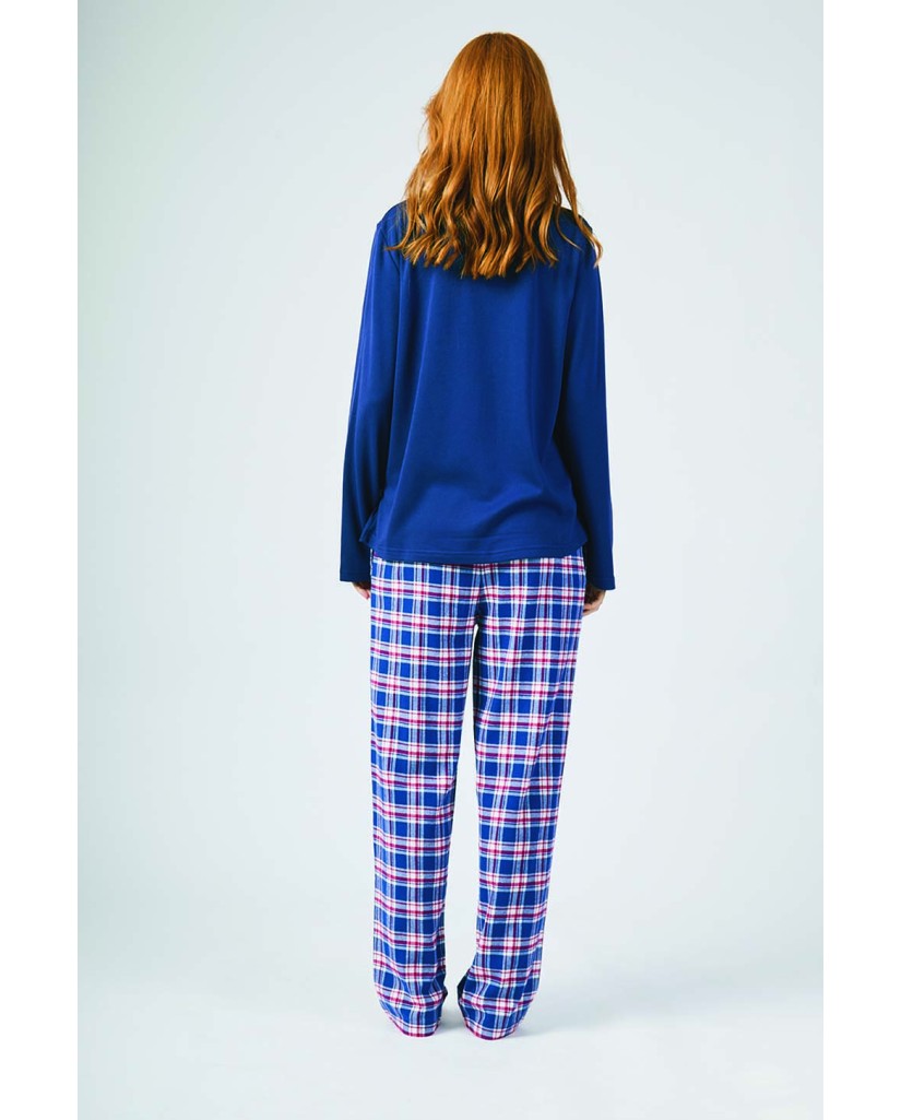 Pijama de Mujer Franela Cuadros Osito