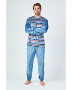 Pijama Terciopelo Hombre Rayas Azul (imagen 2)