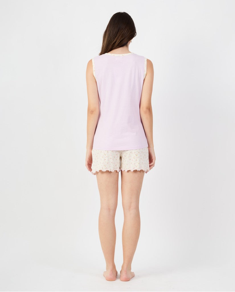 Pijama de Mujer Tirantes Malva Flores