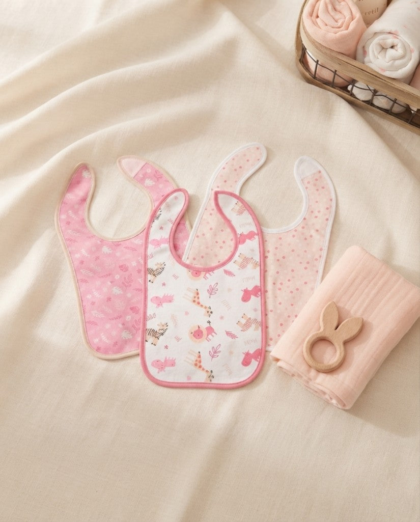 Pack 3 Baberos Animales Rosa (imagen 2)