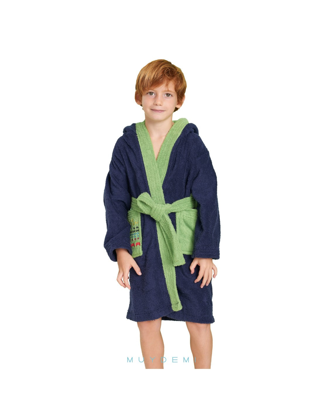 Albornoz de Rizo Infantil con Bolsillo Lateral, Modelo 1