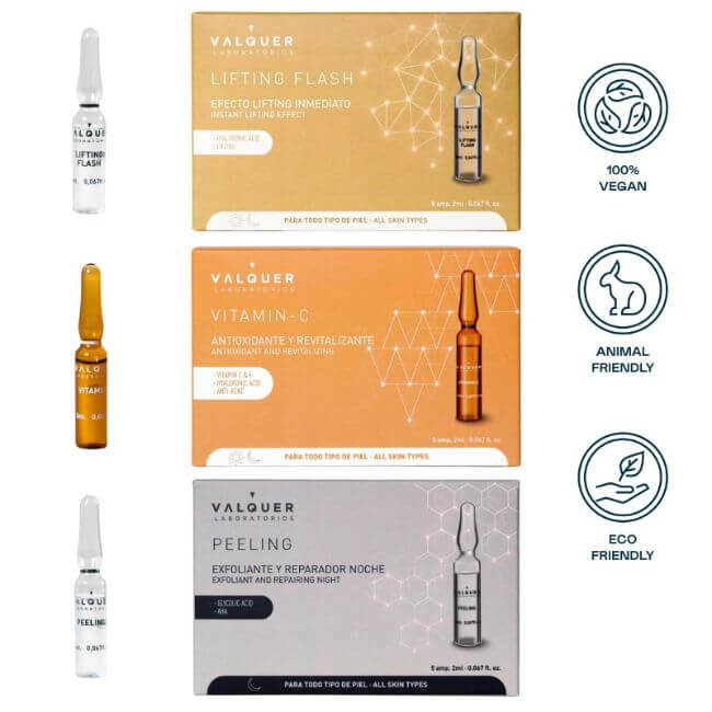 Pack ampollas Lifting Flash + Vitamina C + Peeling - 3 x 5 x 2 ml Valquer®