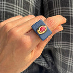 Anillo azul marino con amazonita roja ÉMOLO®