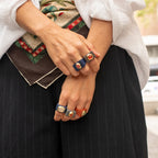 Anillo azul marino con amazonita roja ÉMOLO®