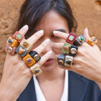 Anillo para mujer color moka con piedra turquesa ÉMOLO®