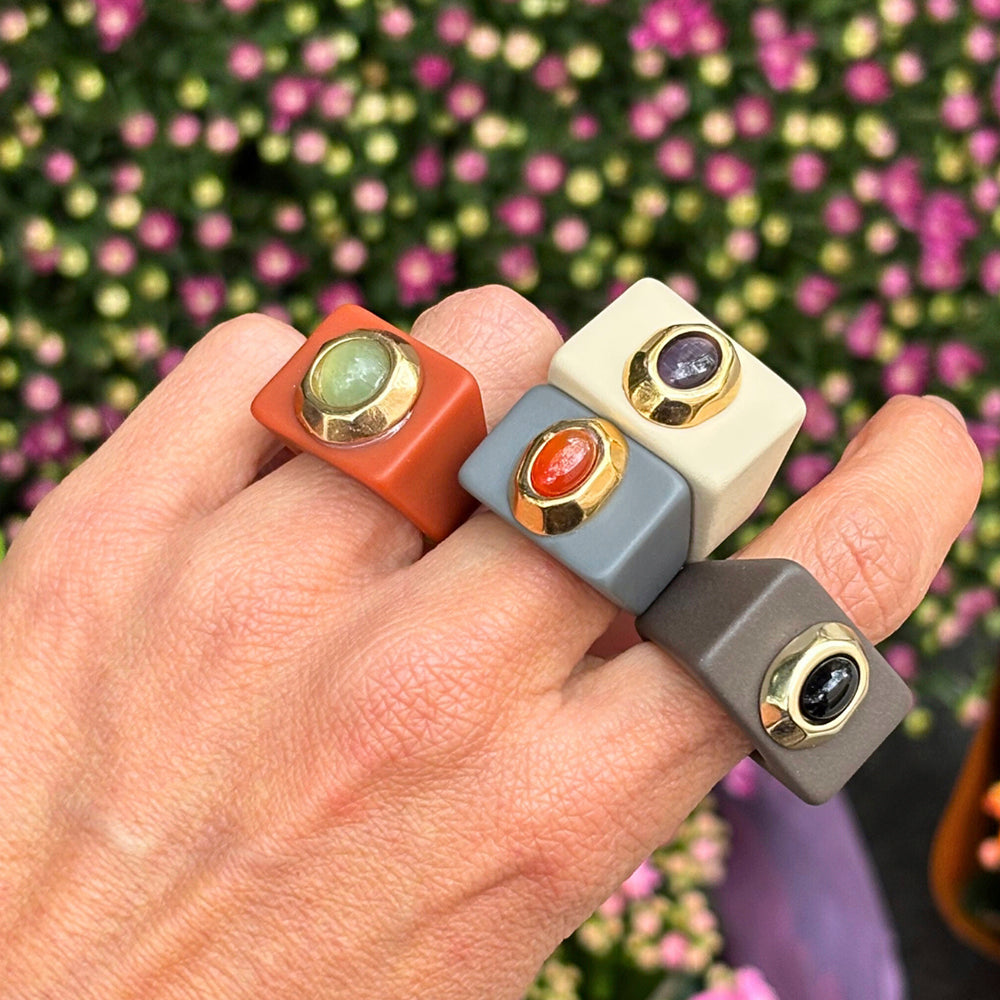 Anillo grande mujer marrón con onix ÉMOLO®