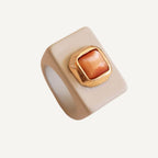 Anillo mujer hielo con selenita naranja SAIRA ÉMOLO®