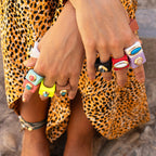 Anillo para mujer color moka con piedra turquesa ÉMOLO®