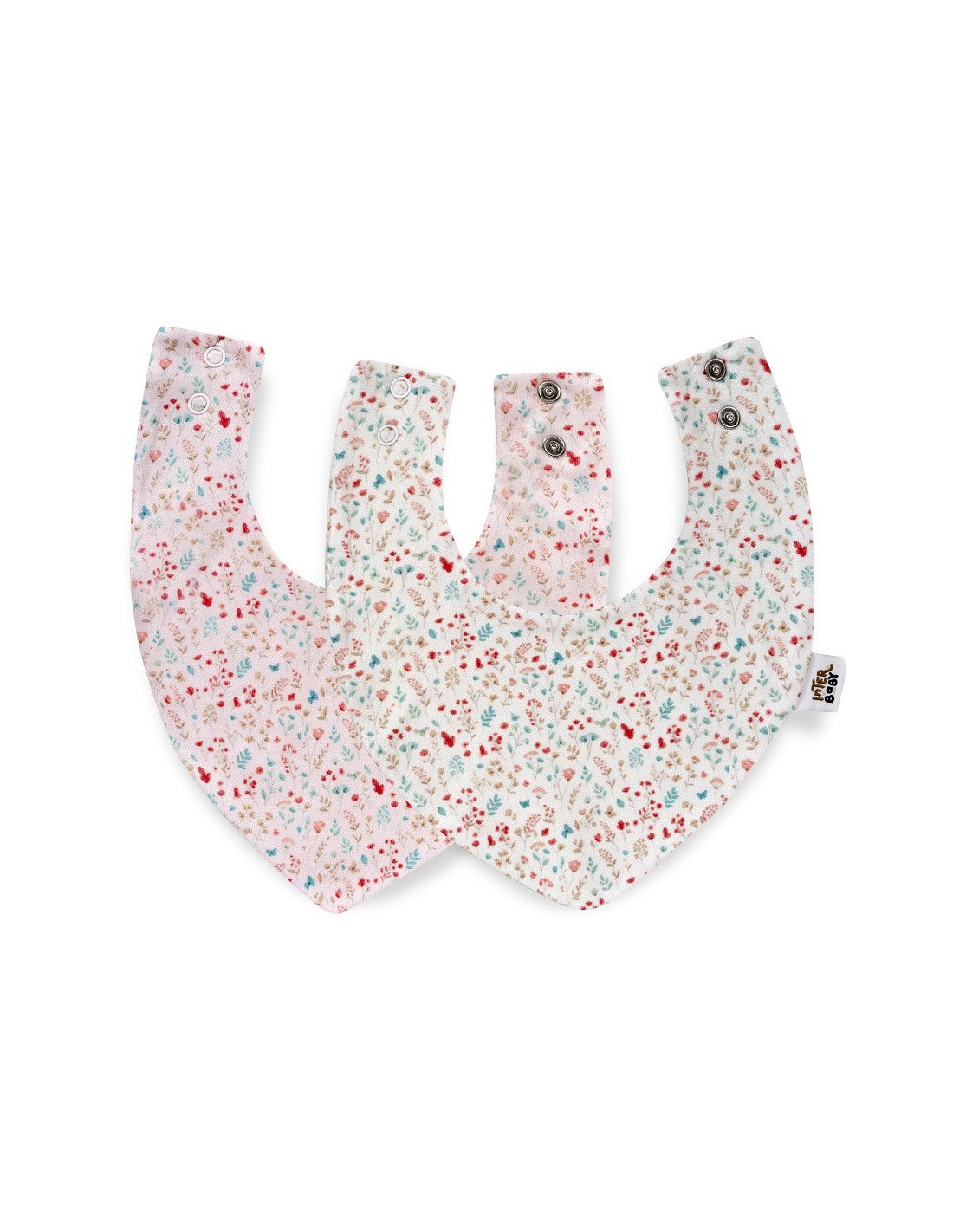 Babero Bandana de Bambú, Pack de 2 Unidades, Diseño Flores (imagen 4)