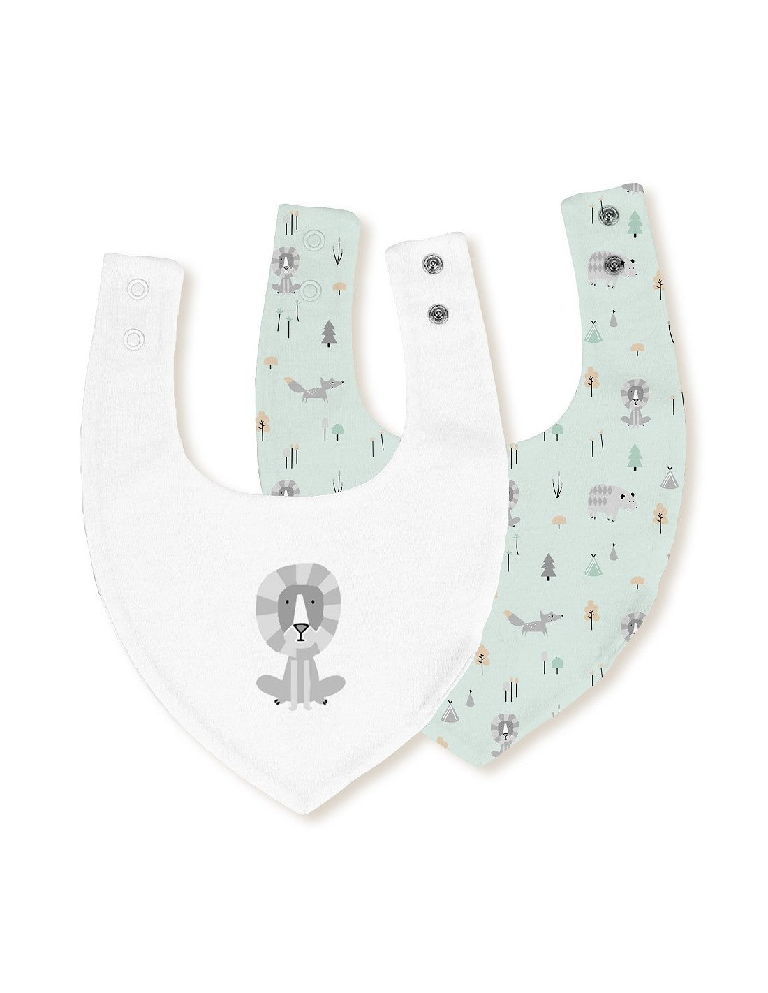 Babero Bandana, Pack de 2 Unidades, Diseño León - Verde