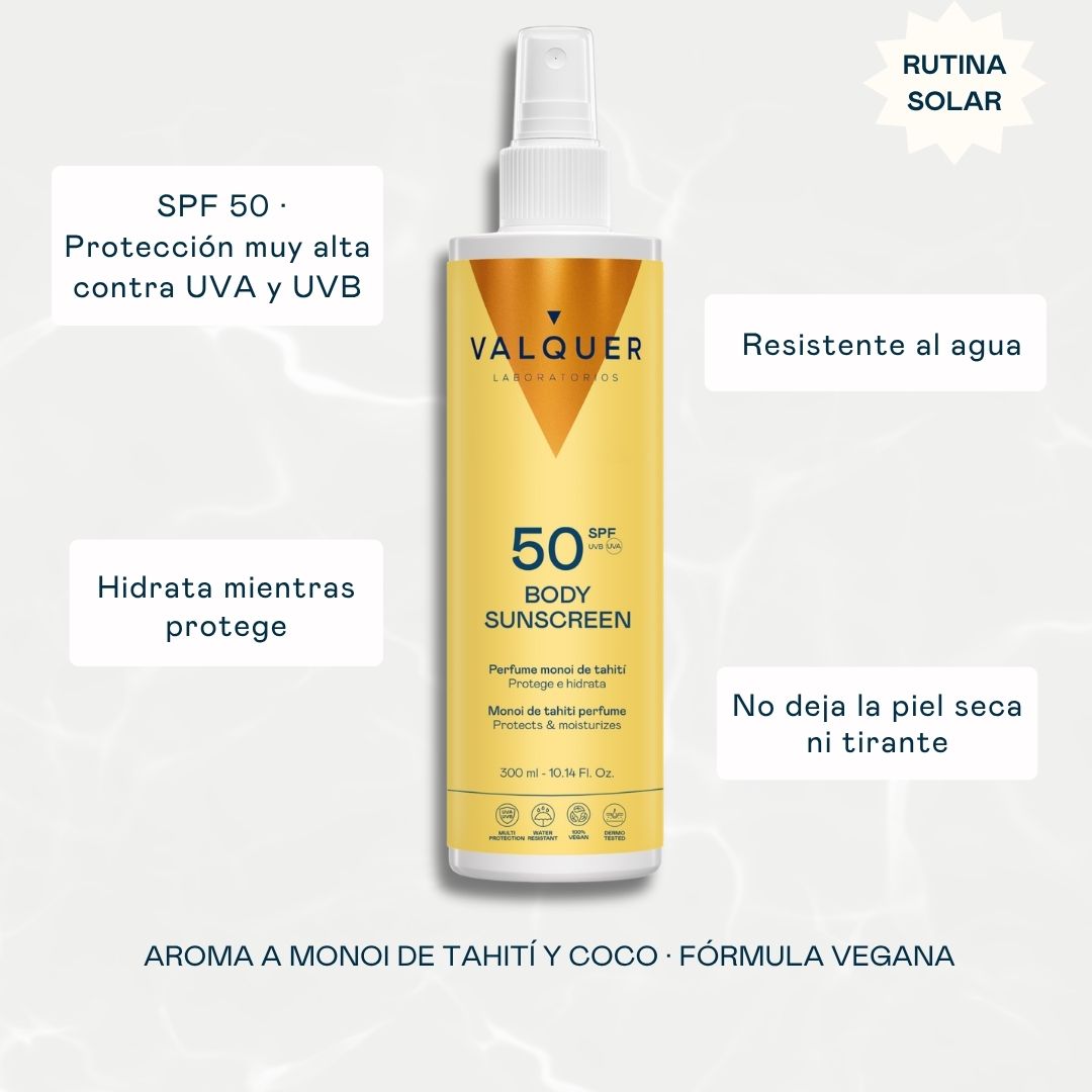Protector Solar Corporal SPF 50 - Alta Protección e Hidratación - 300 ml Valquer®