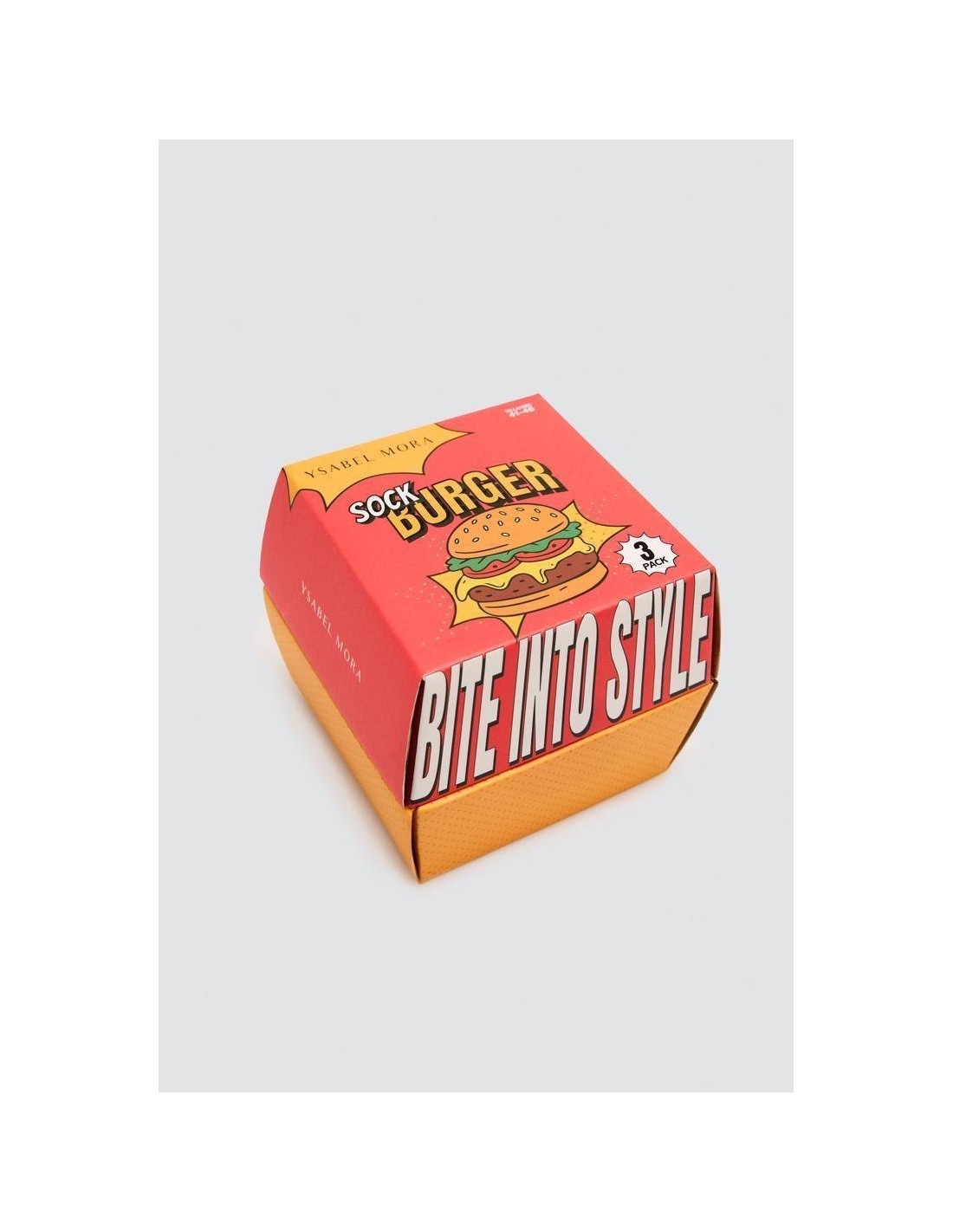 Calcetín con Puño Antipresión, Caja de 3 Pares, Diseño Burguer