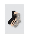 Calcetín de Lana para Mujer con Puño Antipresión, Pack de 3 Pares, Diseño Estrellas