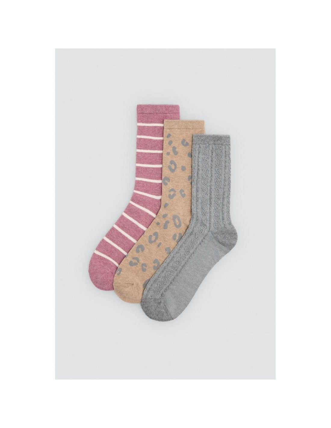 Calcetín de Mujer con Puño Antipresión, Caja de 12 Pares, Diseño Animal Print