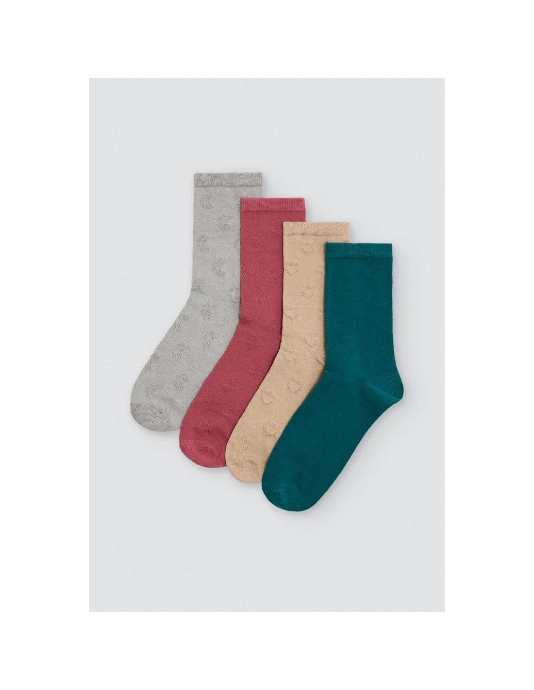 Calcetín de Mujer con Puño Antipresión, Caja de 24 Pares, Diseño Lunas