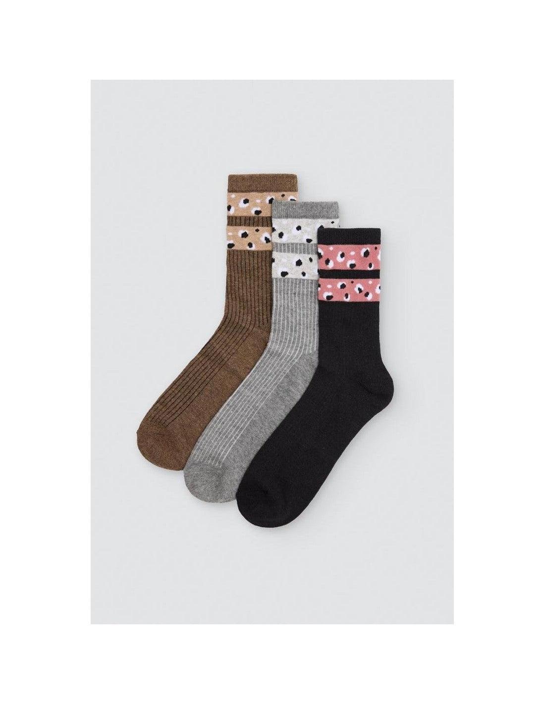 Calcetín de Mujer con Puño Antipresión, Pack de 3 Pares, Diseño Animal Print
