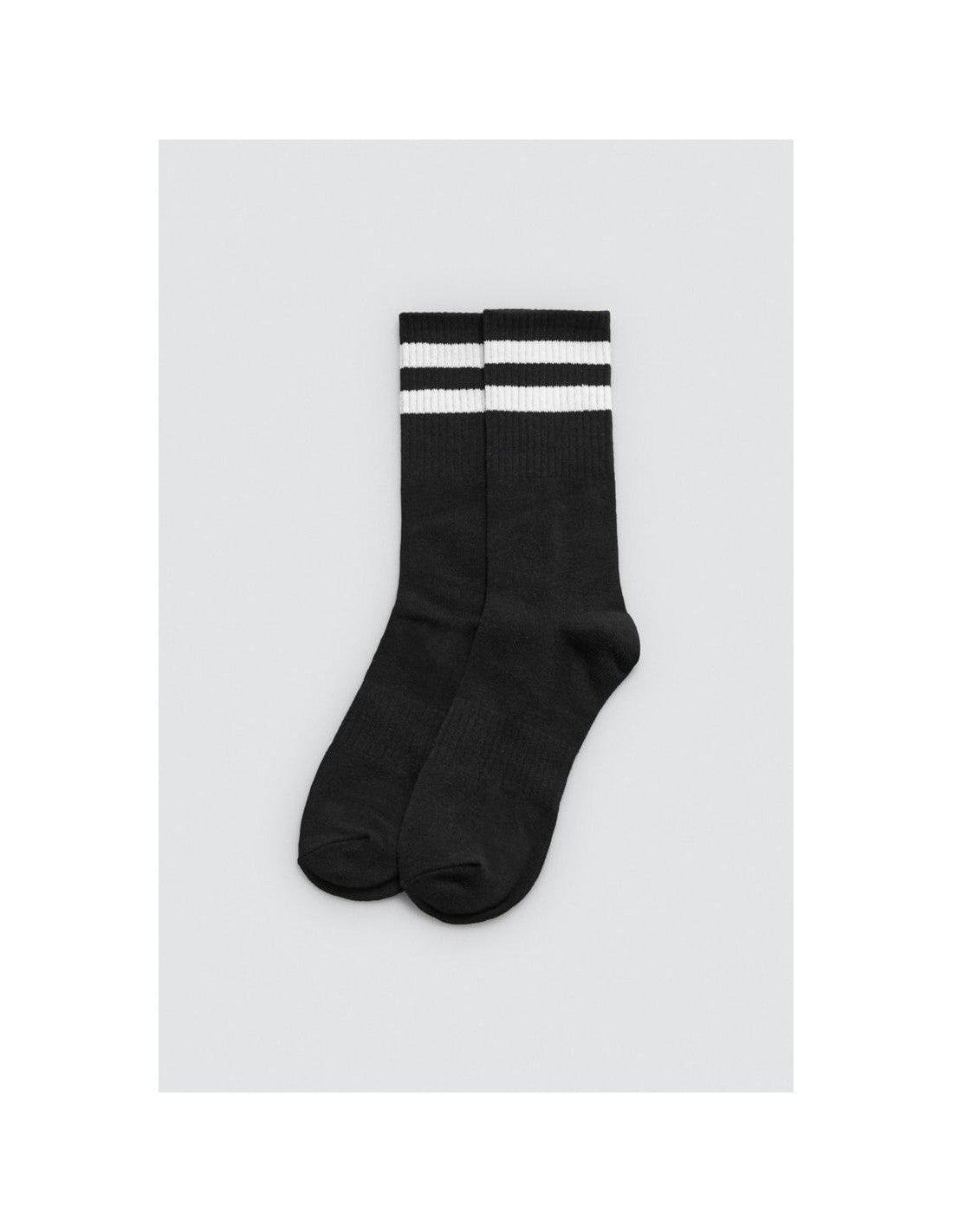Calcetín Deportivo con Puño Antipresión, Pack de 3 Pares, Diseño Rayas - Negro / 39-42