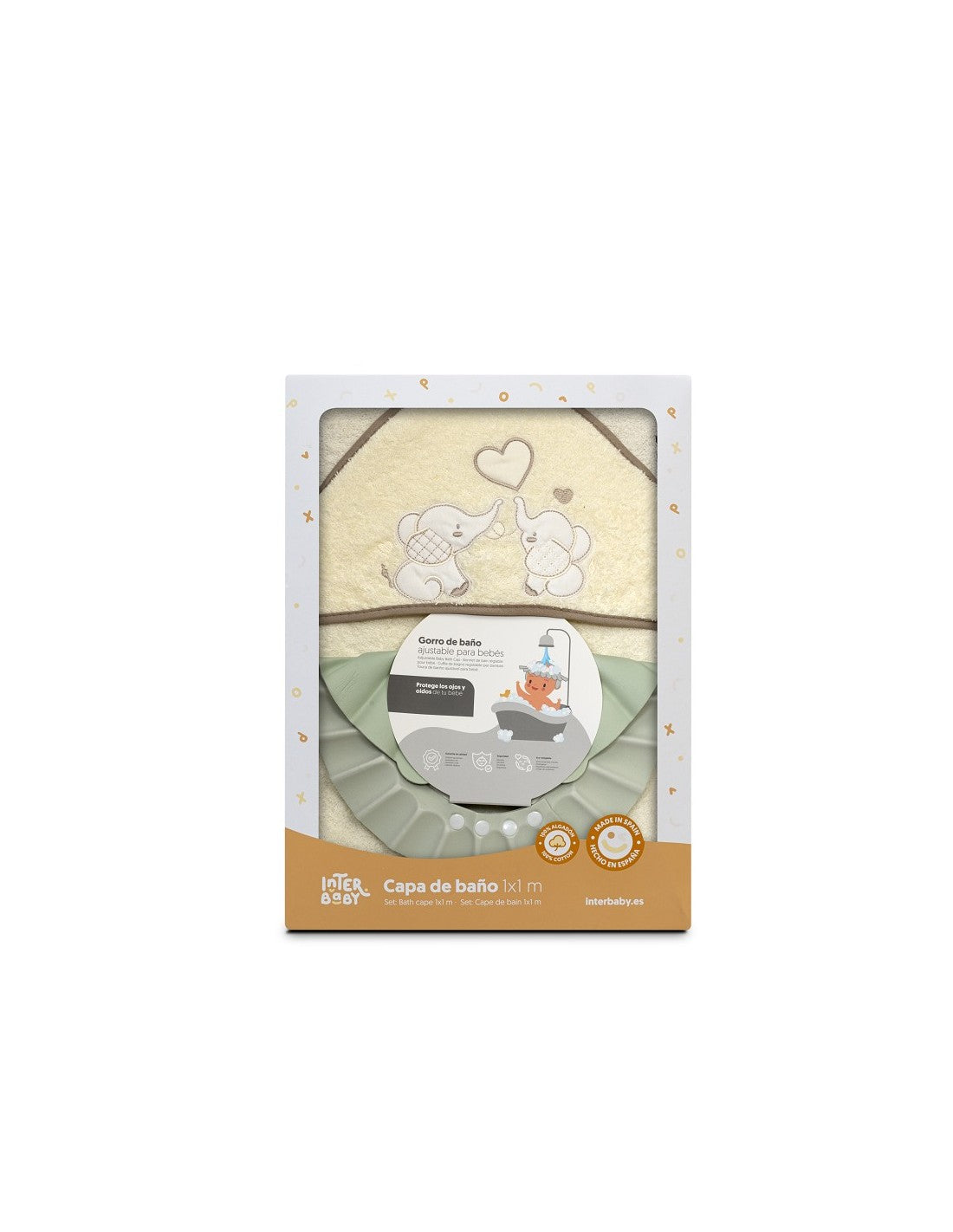 Capa de Baño con Gorro para Bebé, Elefantitos y Corazón (imagen 3)