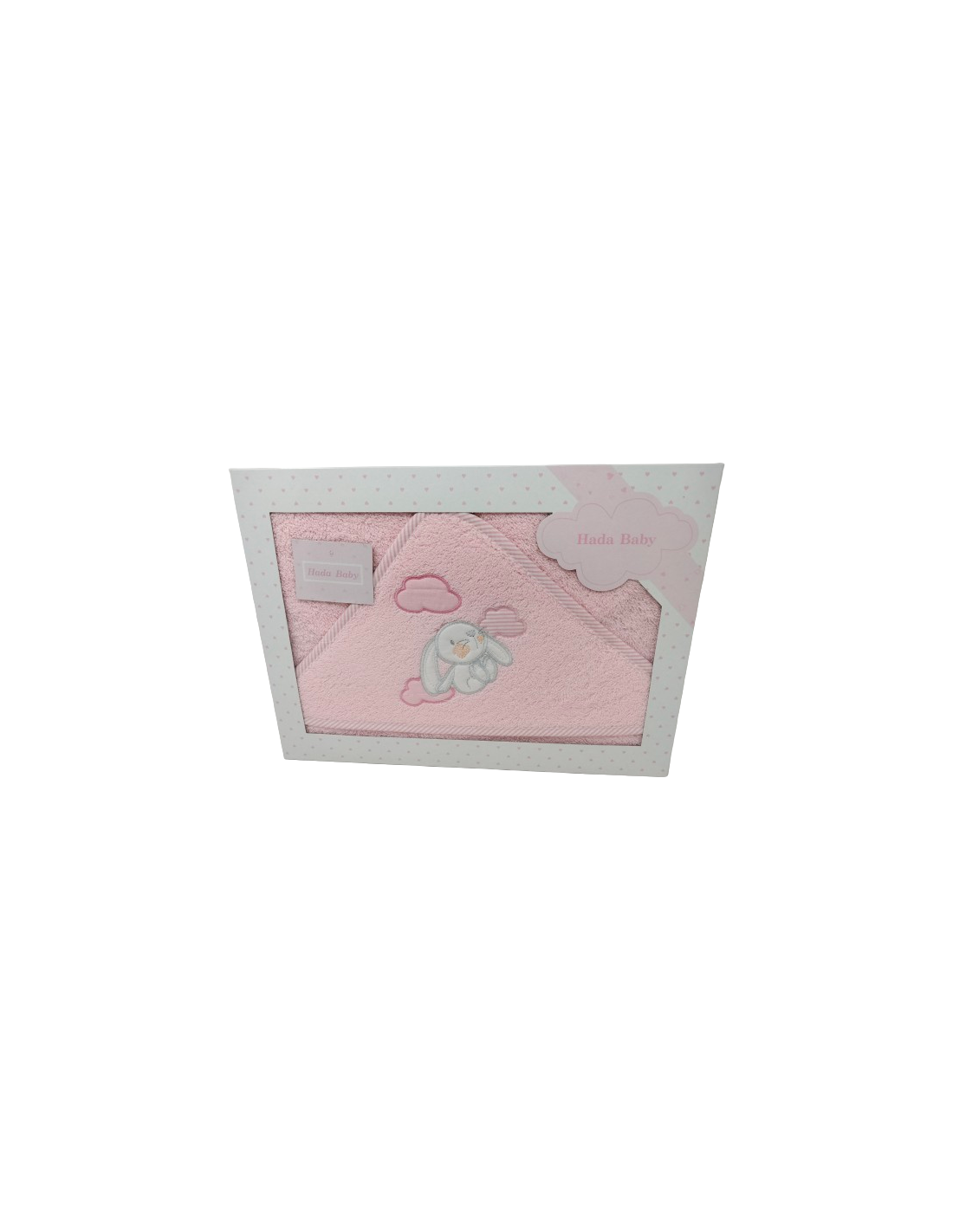 Capa de Baño de Rizo para Bebé con Conejito y Nubes - Rosa