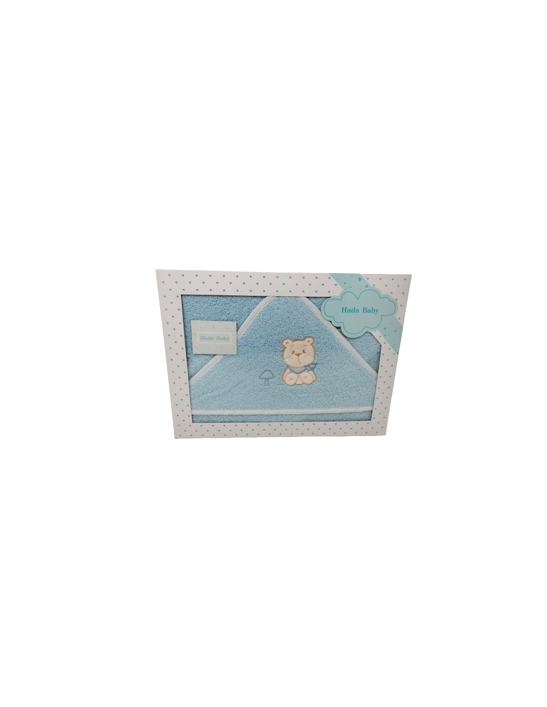 Capa de Baño de Rizo para Bebé con Osito, Pañuelo y Seta - Azul