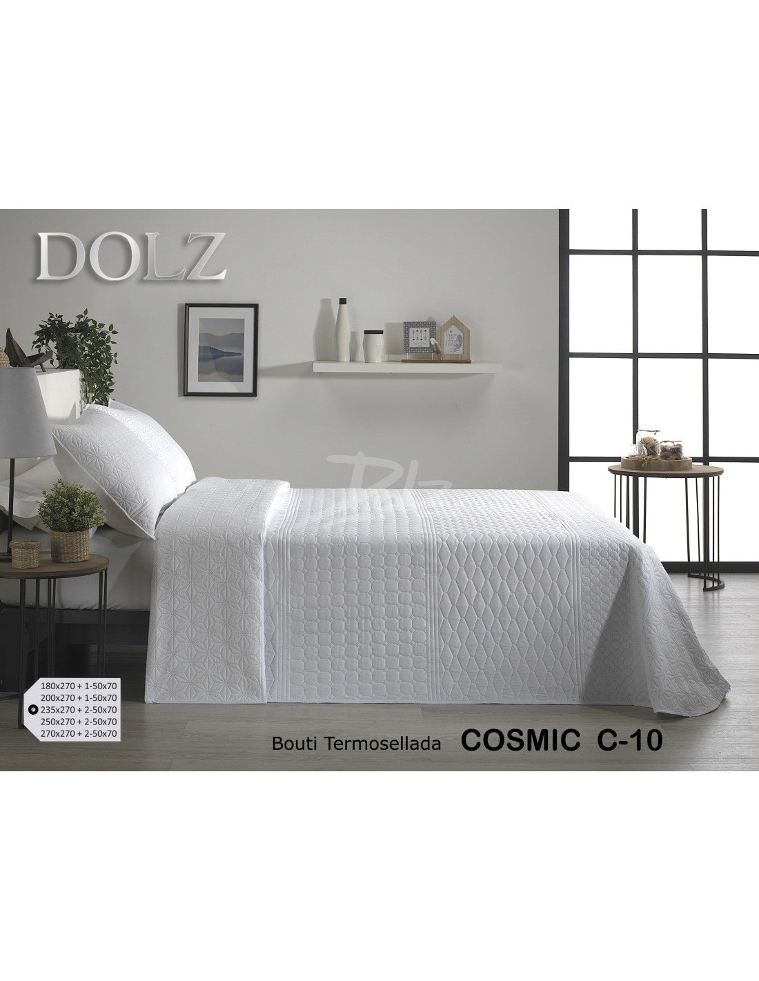 Colcha Bouti Termosellada con Relieve sobre Fondo Blanco