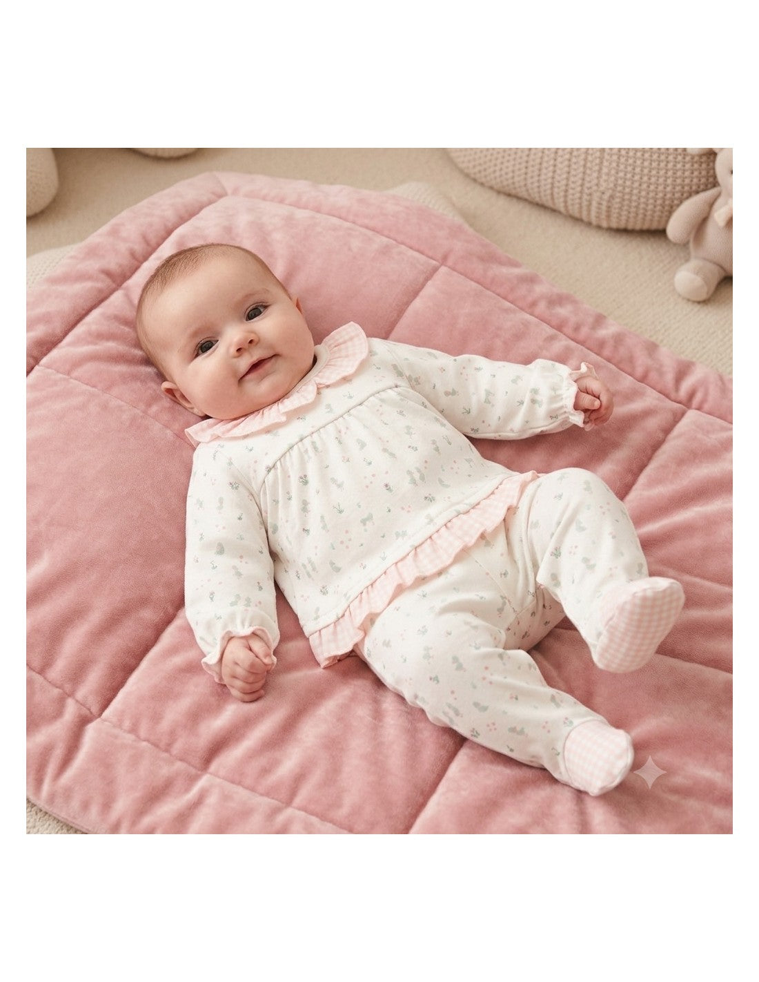Conjunto de 2 Piezas para Bebé Niña con Polaina, Diseño Nido (imagen 2)