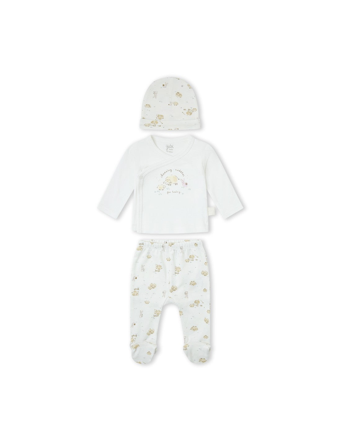Conjunto de 3 Piezas con Polaina para Bebé, Diseño Ovejitas