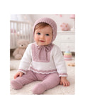 Conjunto de 3 Piezas con Polaina y Gorro para Bebé, Diseño Pechera