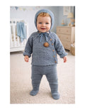 Conjunto de 3 Piezas con Polaina y Gorro para Bebé, Diseño Pom-Pom Marrón