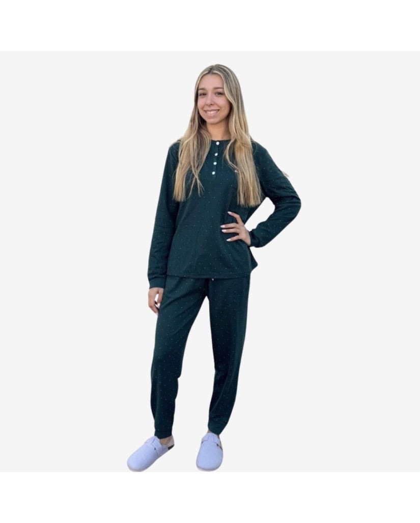 Pijama Algodón Curvy Mujer Puntitos (imagen 2)