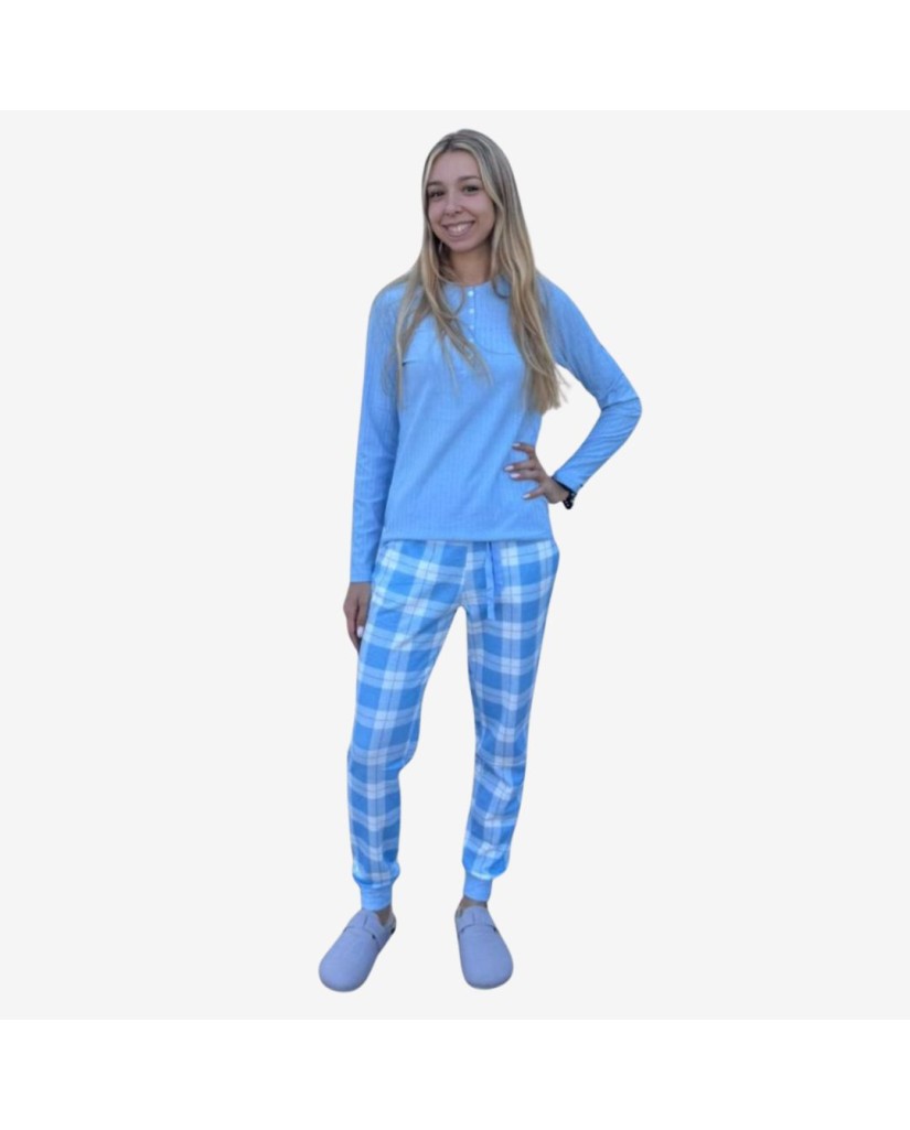 Pijama Algodón Afelpado Mujer a Cuadros Ref. D837