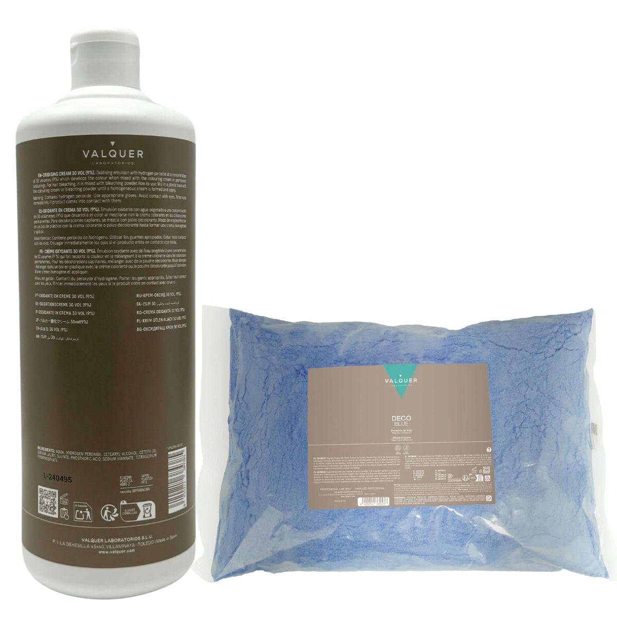Pack decoloración capilar Polvo deco + Oxigenada 30 vol Valquer®