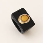 Anillo mujer negro con amazonita amarilla SAIRA ÉMOLO®
