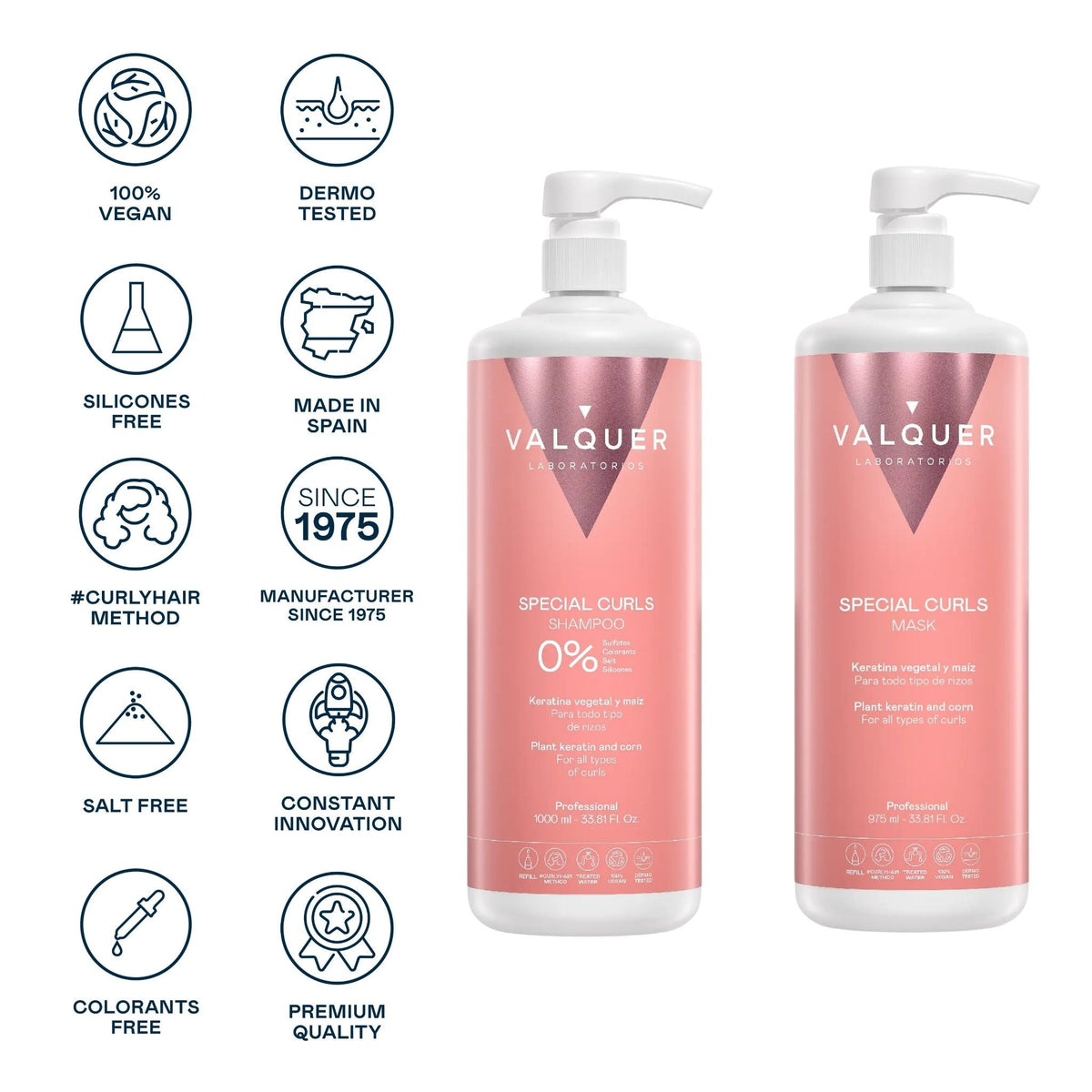 Pack Método Curly - Champú y Mascarilla - 1975  ml Valquer®