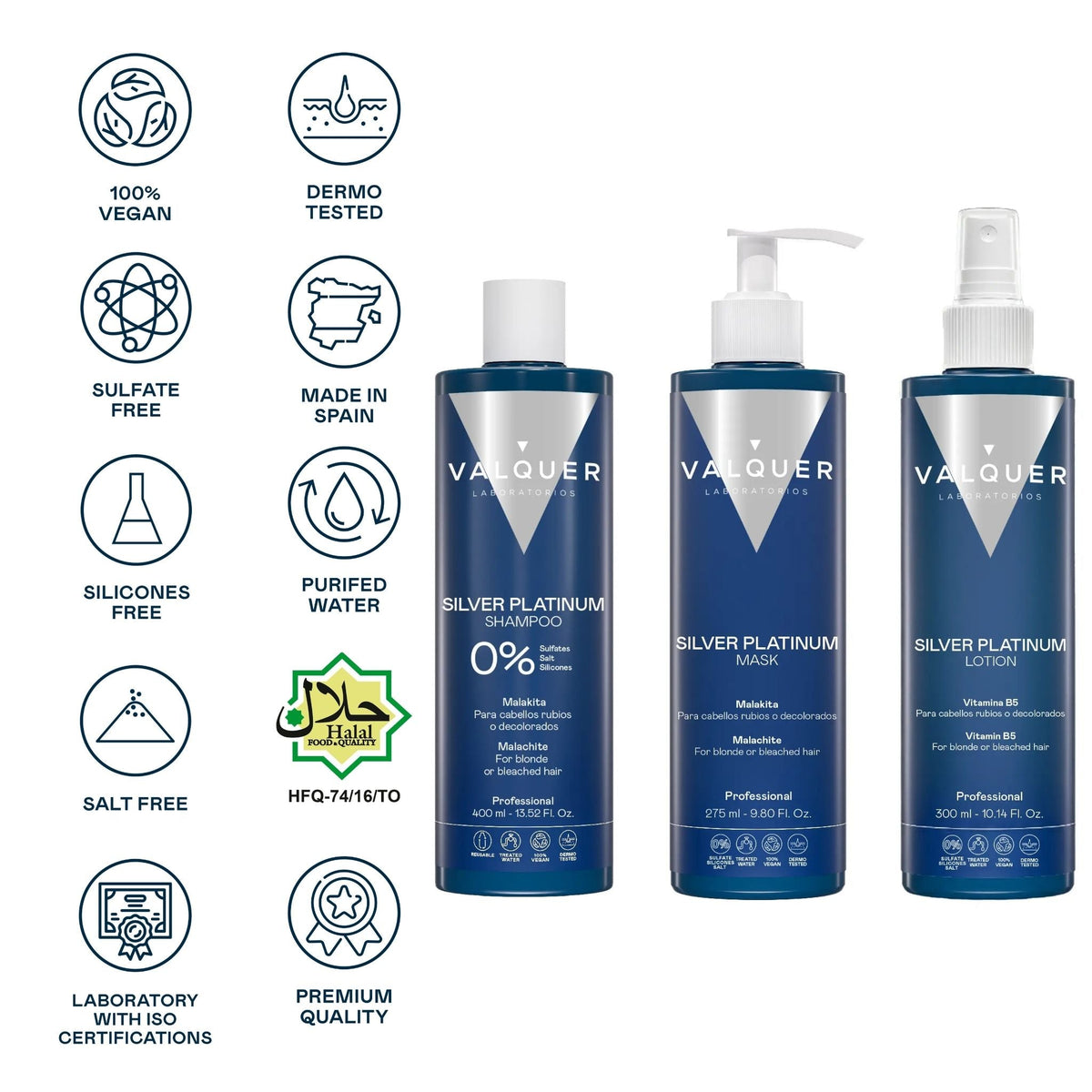 Pack Silver - Champú, Mascarilla y Loción - 1000 ml Valquer®