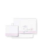 Juego de Sábanas de 3 Piezas para Cuna, Modelo Amoroso - Blanco-rosa
