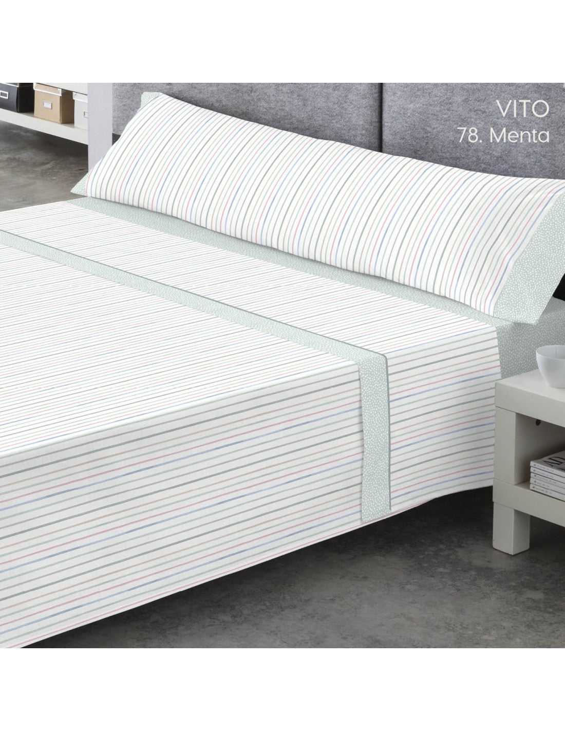 Juego de Sábanas, Modelo Vito - Menta / 90 cm