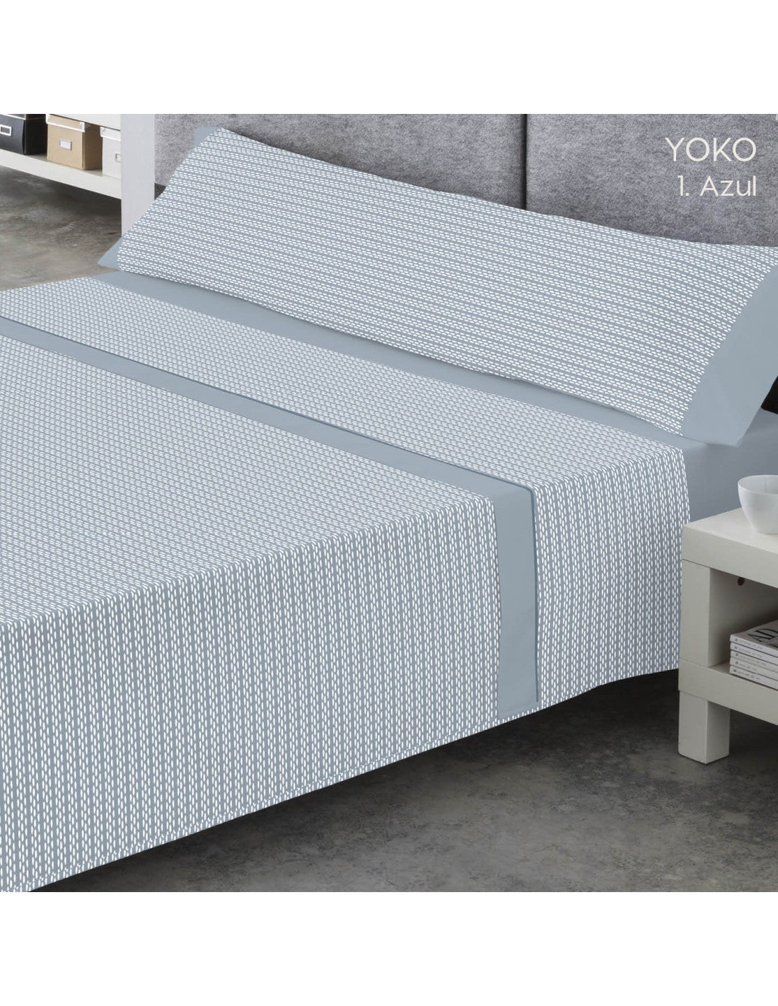 Juego de Sábanas, Modelo Yoko - Azul / 90 cm