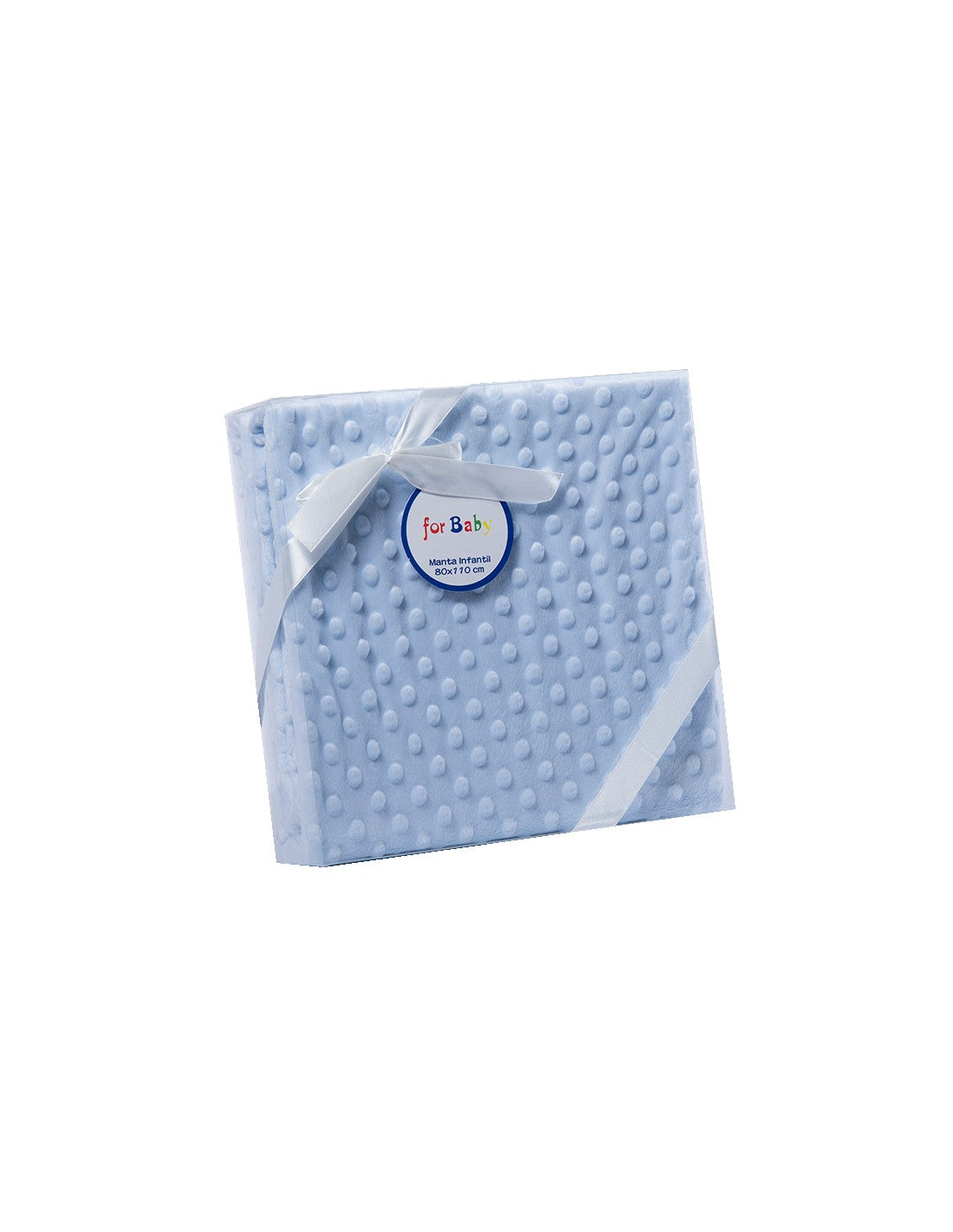 Manta infantil con relieve de puntos y lazo, color azul