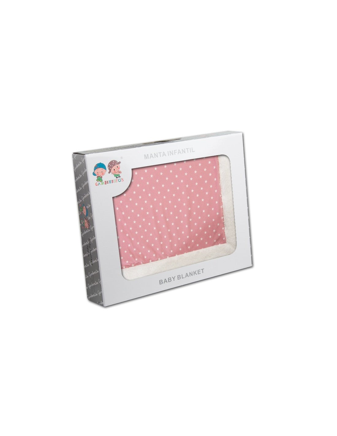 Manta Infantil con Borreguillo y Estampado de Estrellas 80x110 cm - Rosa