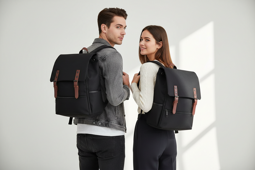 Mochila Casual Gris, Negro y Rojo