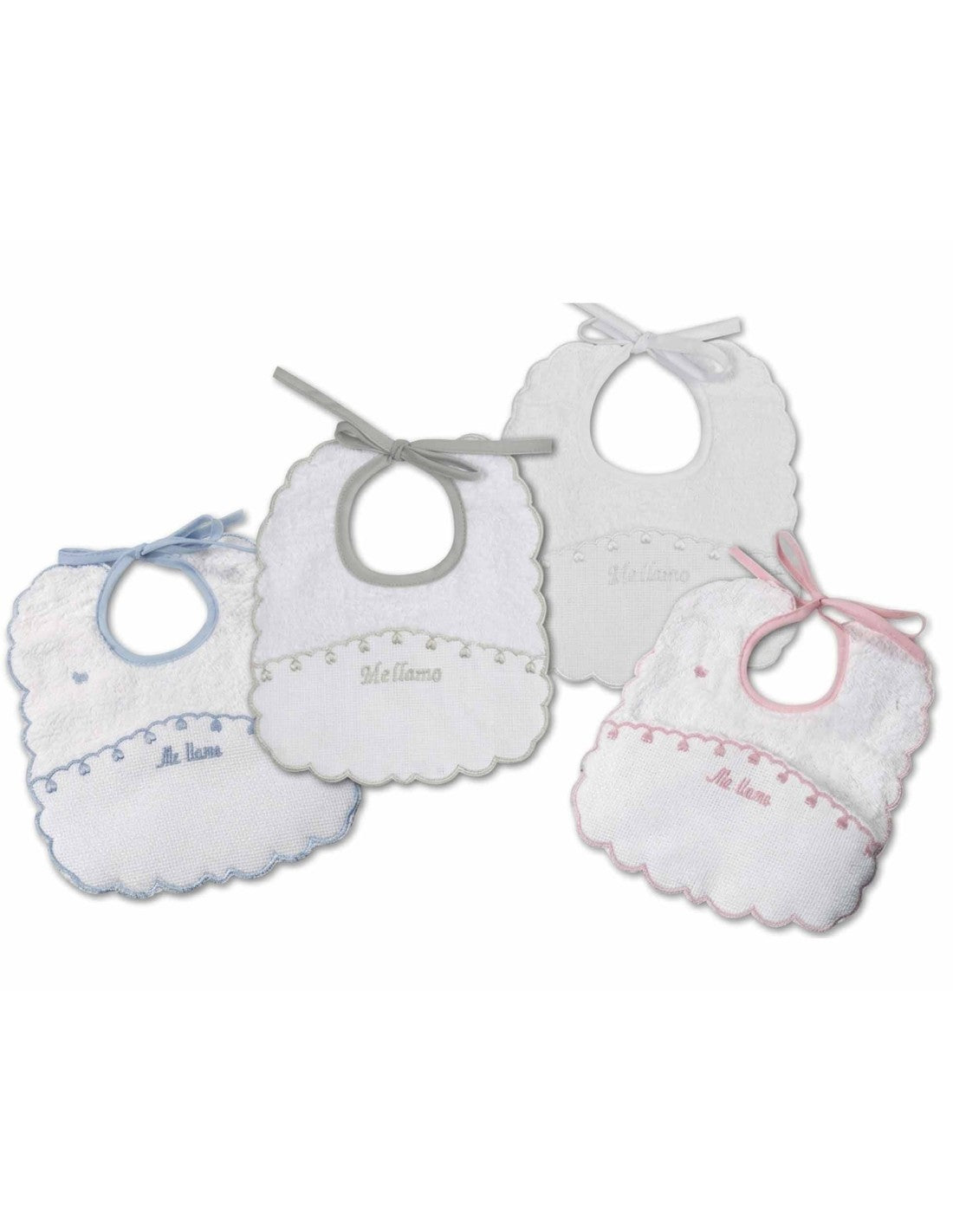 Pack de 2 Baberos de Rizo para Bordar el Nombre - Blanco