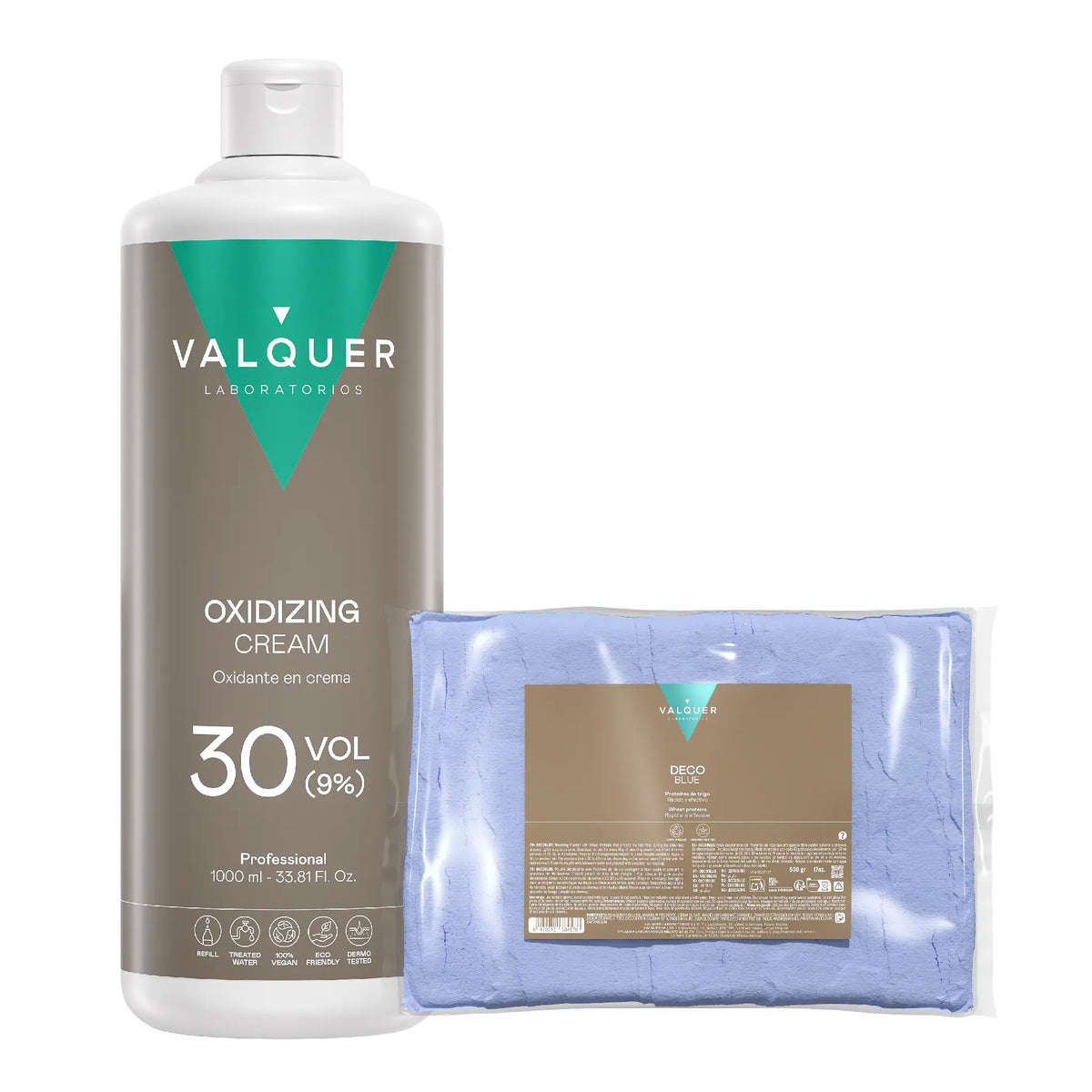 Pack decoloración capilar Polvo deco + Oxigenada 30 vol Valquer®