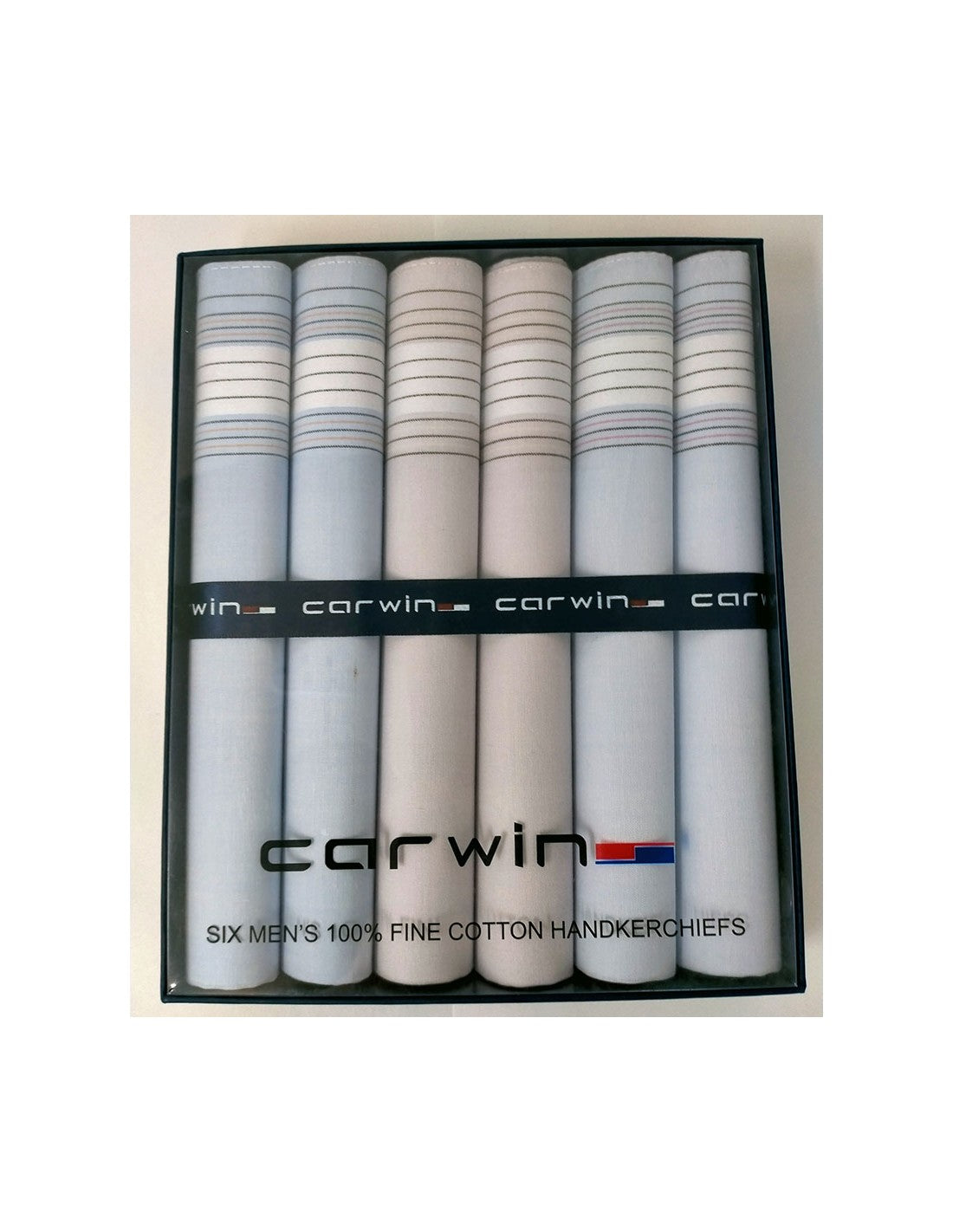 Pañuelos de Colores Marrón y Azul con Rayas, Caja de 6
