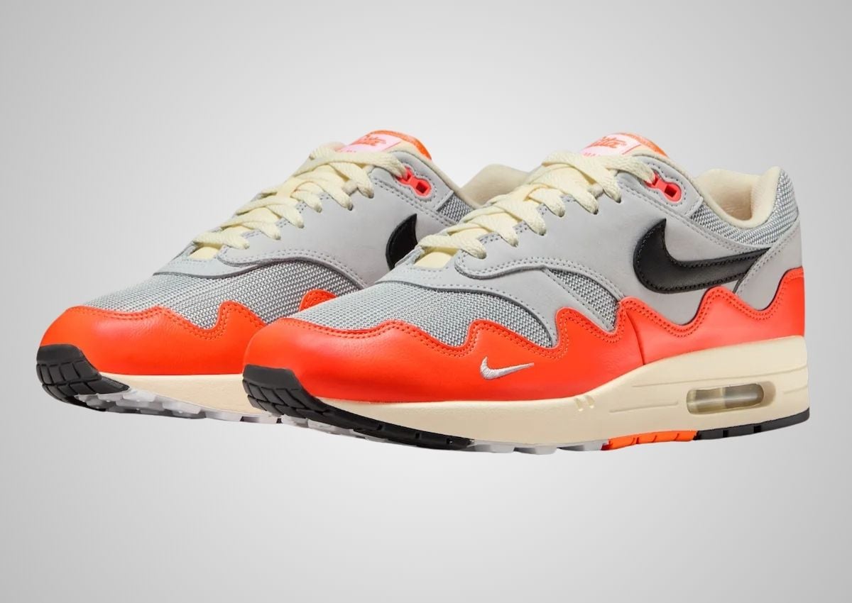 Nike Air Max 1 Patta Waves Hyper Crimson Pure Platinum vista lateral