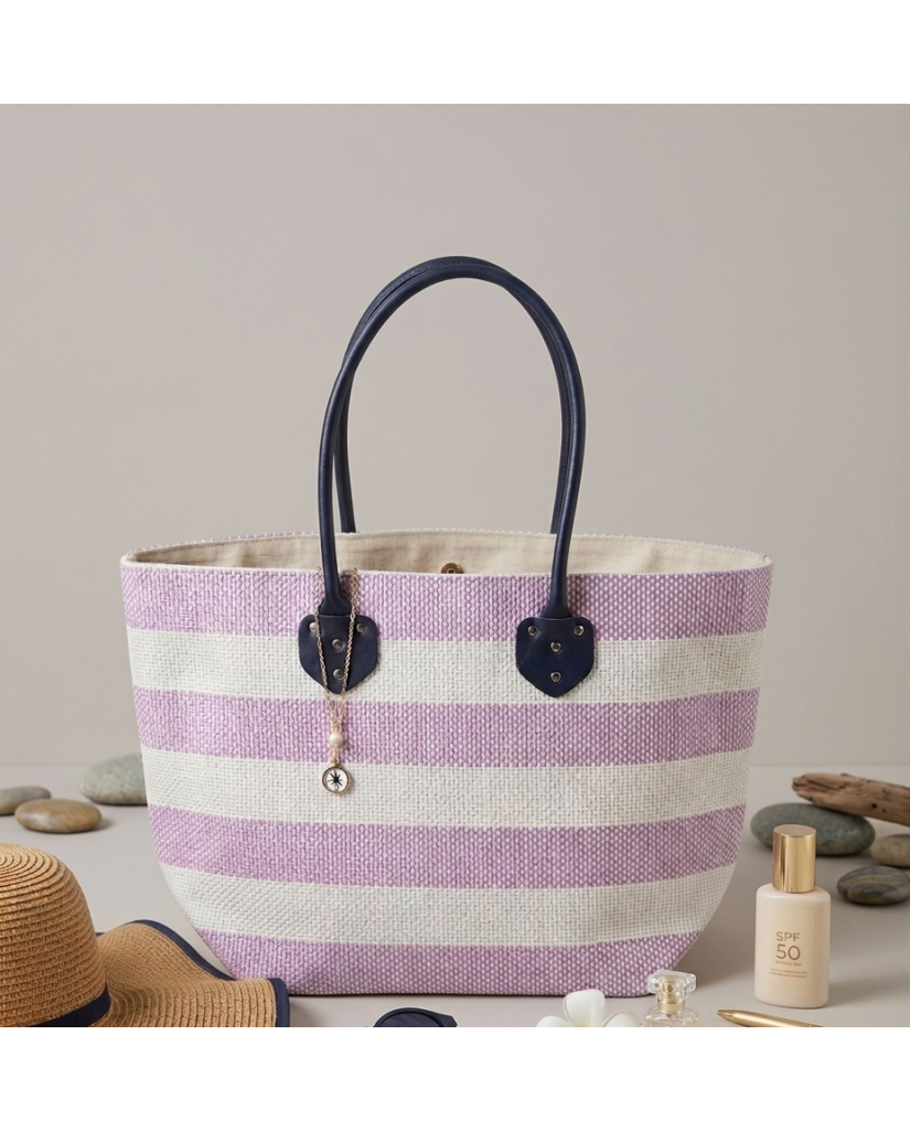 Bolso Playa o Piscina a Rayas Rosas