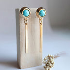 Pendientes dorados con piedra natural FINE redondos ÉMOLO®